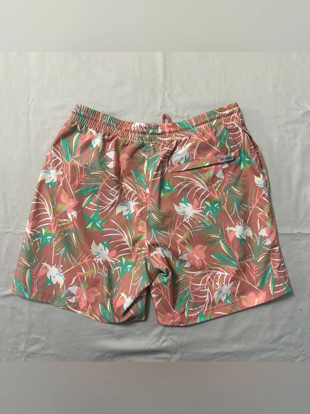 Columbia PFG Rambler Water Shorts Mens M Swim Trunks Pink Floral Tropical Lined